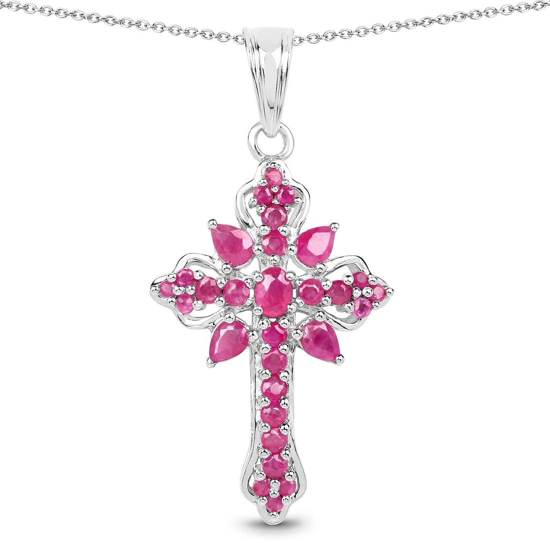 1.85 Carat Genuine Ruby Sterling Silver Pendant by Avera Group