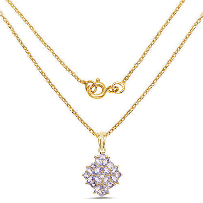 14K Yellow Gold Plated 2.58 Carat Genuine Tanzanite .925 Sterling Silver Pendant  DestGlow