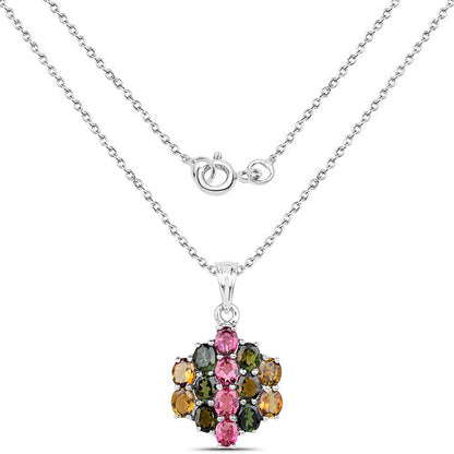 4.34 Carat Genuine Pink Tourmaline, Green Tourmaline &amp; Brown Tourmaline .925 Sterling Silver Pendant by Bids.com