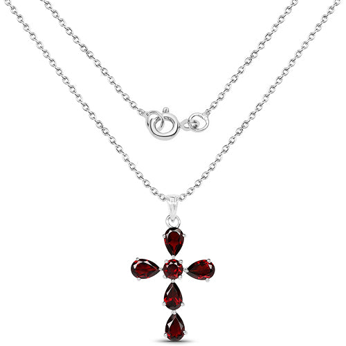 2.57 Carat Genuine Garnet .925 Sterling Silver Pendant  DestGlow