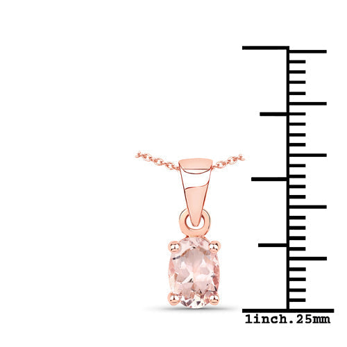 0.70 Carat Genuine Morganite .925 Sterling Silver Pendant  DestGlow