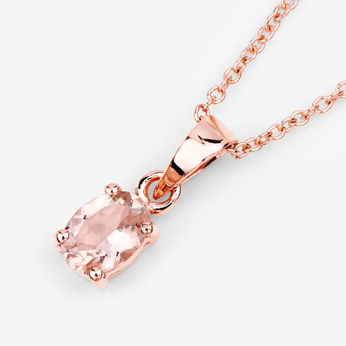 0.70 Carat Genuine Morganite .925 Sterling Silver Pendant  DestGlow