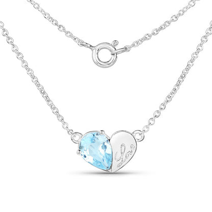 1.90 Carat Genuine Blue Topaz .925 Sterling Silver Pendant  DestGlow
