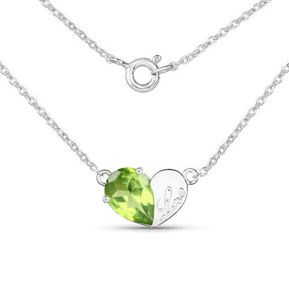 1.35 Carat Genuine Peridot .925 Sterling Silver Pendant  DestGlow