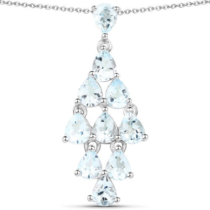 2.20 Carat Genuine Aquamarine .925 Sterling Silver Pendant  DestGlow