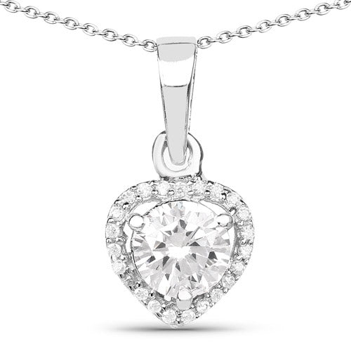 1.52 Carat Genuine White Cubic Zirconia .925 Sterling Silver Pendant  DestGlow
