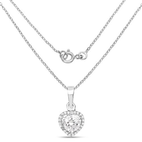 1.52 Carat Genuine White Cubic Zirconia .925 Sterling Silver Pendant  DestGlow