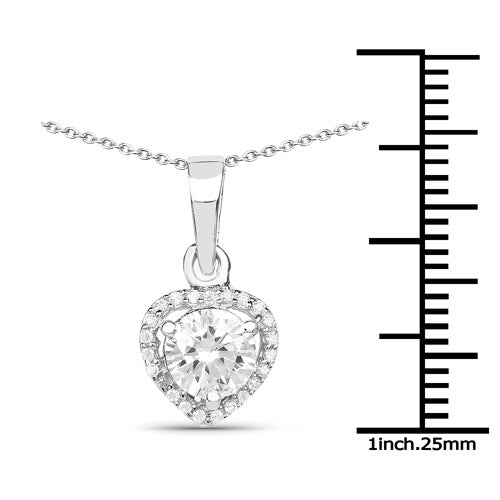 1.52 Carat Genuine White Cubic Zirconia .925 Sterling Silver Pendant  DestGlow
