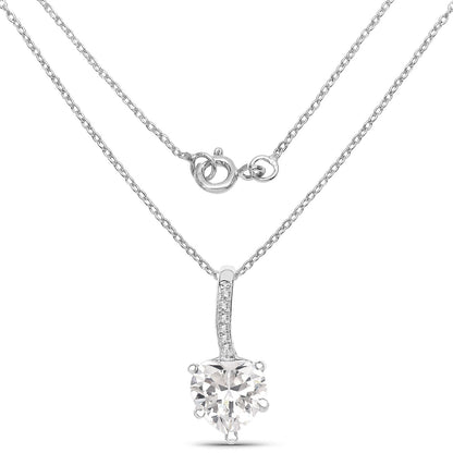 4.46 Carat Genuine White Cubic Zirconia .925 Sterling Silver Pendant 