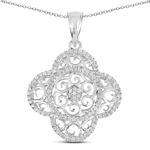 0.57 Carat Genuine White Diamond .925 Sterling Silver Pendant by Bids.com