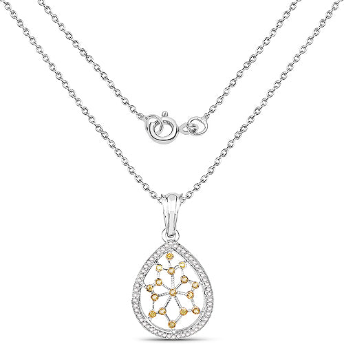 0.45 Carat Genuine White Diamond and Yellow Diamond .925 Sterling Silver Pendant by Bids.com