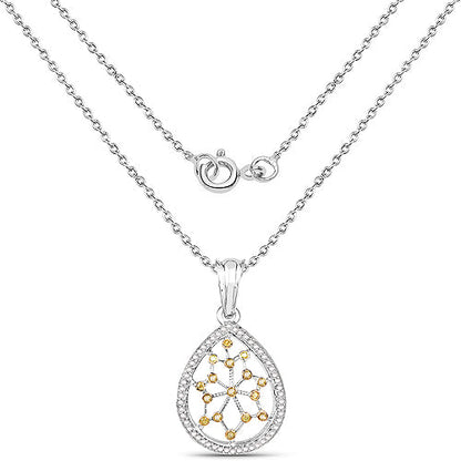 0.45 Carat Genuine White Diamond and Yellow Diamond .925 Sterling Silver Pendant by Bids.com