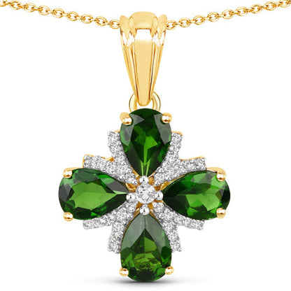2.70 Carat Genuine Chrome Diopside and White Topaz .925 Sterling Silver Pendant by Bids.com