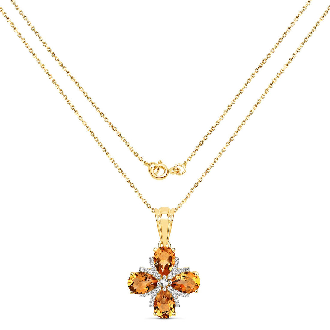 2.46 Carat Genuine Madeira Citrine and White Topaz .925 Sterling Silver Pendant by Avera Group