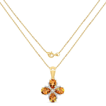 2.46 Carat Genuine Madeira Citrine and White Topaz .925 Sterling Silver Pendant by Avera Group