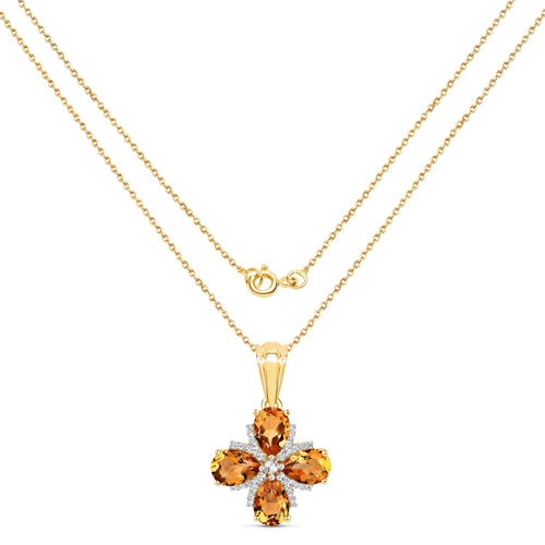 2.46 Carat Genuine Madeira Citrine and White Topaz .925 Sterling Silver Pendant  DestGlow