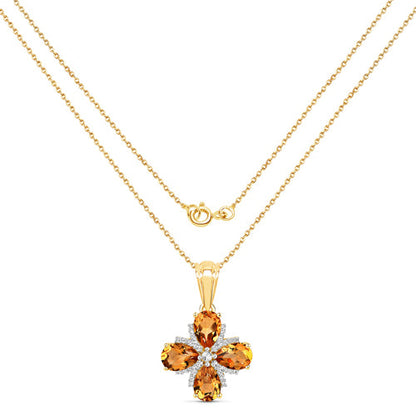 2.46 Carat Genuine Madeira Citrine and White Topaz .925 Sterling Silver Pendant  DestGlow