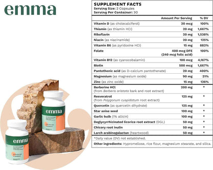 Emma Gut Health Gas and Bloating Relief, Constipation 60 Capsules - Clearance Sale