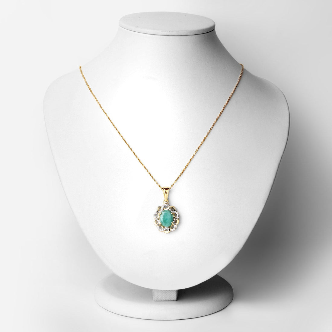 2.78 Carat Genuine Emerald and White Topaz .925 Sterling Silver Pendant by Avera Group