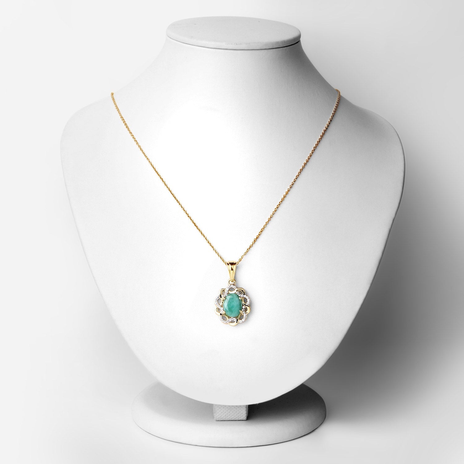 2.78 Carat Genuine Emerald and White Topaz .925 Sterling Silver Pendant by Avera Group