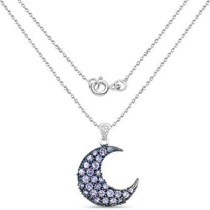 2.23 Carat Genuine Tanzanite and White Zircon .925 Sterling Silver Pendant  DestGlow