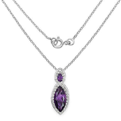 3.53 Carat Genuine Amethyst and White Topaz .925 Sterling Silver Pendant  DestGlow