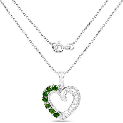 14K White Gold Plated 0.84 Carat Genuine Chrome Diopside .925 Sterling Silver Pendant by Bids.com