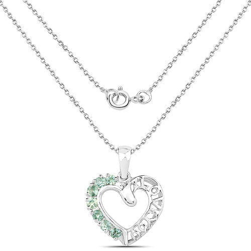 0.98 Carat Genuine Green Sapphire .925 Sterling Silver Pendant  DestGlow