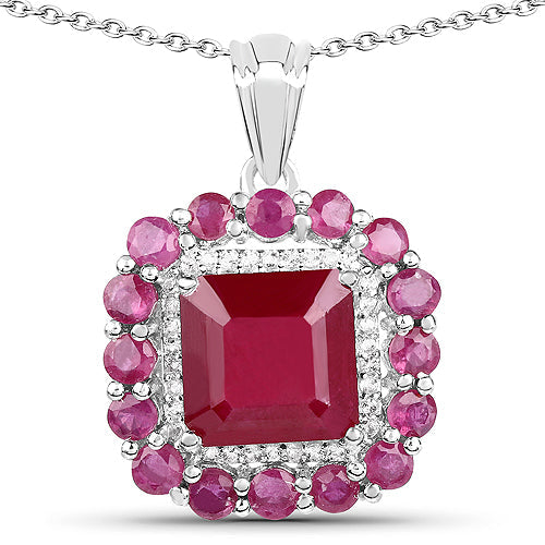 8.48 Carat Glass Filled Ruby and White Topaz .925 Sterling Silver Pendant by Bids.com
