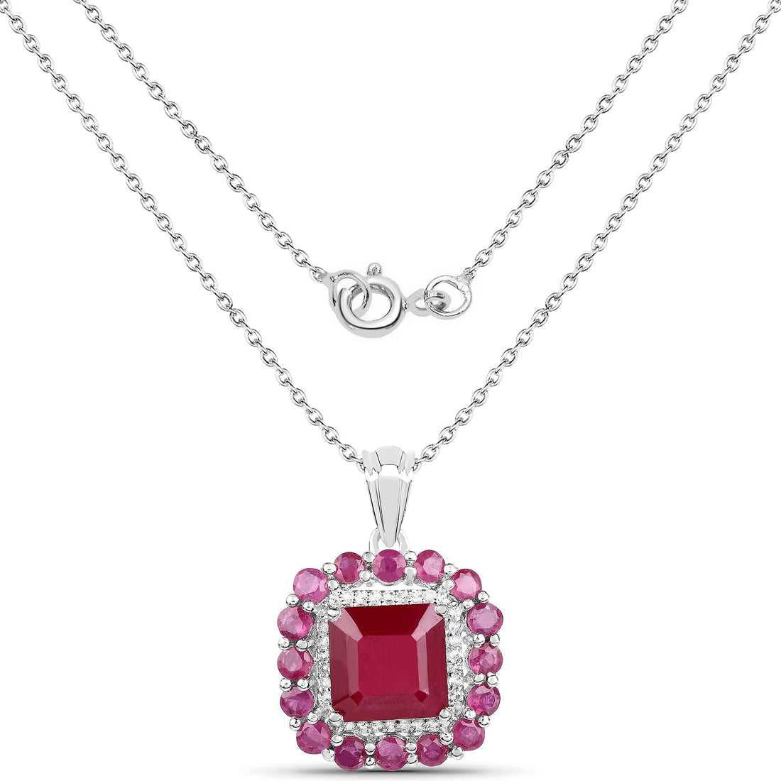8.48 Carat Glass Filled Ruby and White Topaz .925 Sterling Silver Pendant 