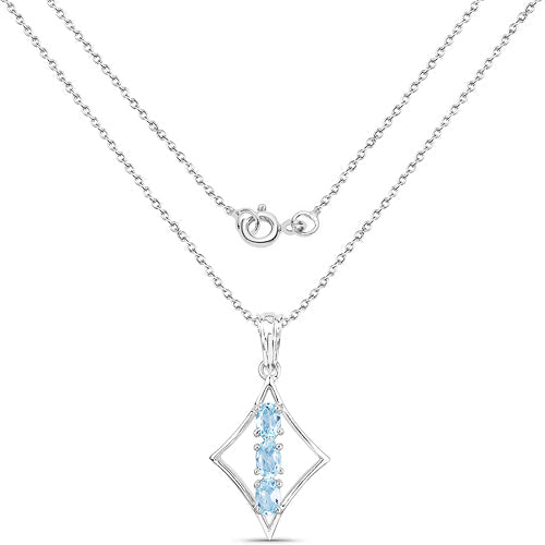 1.53 Carat Genuine Blue Topaz .925 Sterling Silver Pendant  DestGlow