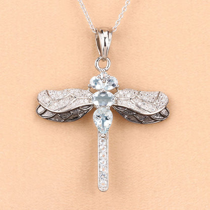 1.86 Carat Genuine Aquamarine and White Zircon .925 Sterling Silver Pendant  DestGlow