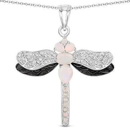 1.41 Carat Genuine Ethiopian Opal and White Topaz .925 Sterling Silver Pendant by Bids.com