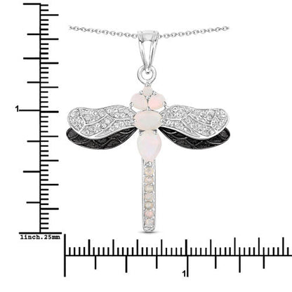 1.41 Carat Genuine Ethiopian Opal and White Topaz .925 Sterling Silver Pendant by Bids.com