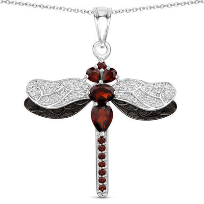 2.29 Carat Genuine Garnet and White Topaz .925 Sterling Silver Pendant by Bids.com
