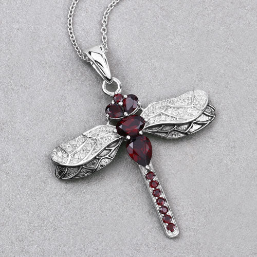 2.29 Carat Genuine Garnet and White Topaz .925 Sterling Silver Pendant by Bids.com