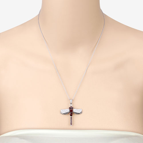 2.29 Carat Genuine Garnet and White Topaz .925 Sterling Silver Pendant by Bids.com