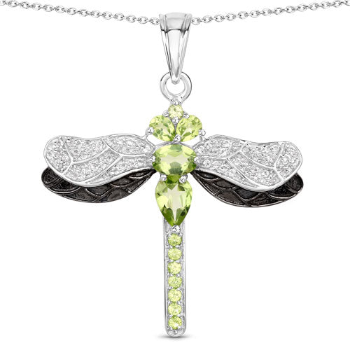 1.98 Carat Genuine Peridot and White Topaz .925 Sterling Silver Pendant by Bids.com