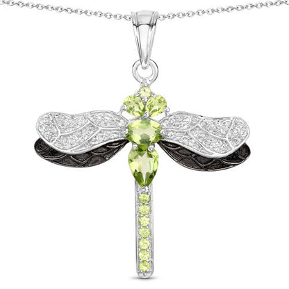 1.98 Carat Genuine Peridot and White Topaz .925 Sterling Silver Pendant by Bids.com