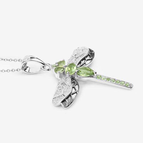 1.98 Carat Genuine Peridot and White Topaz .925 Sterling Silver Pendant by Bids.com