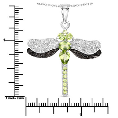 1.98 Carat Genuine Peridot and White Topaz .925 Sterling Silver Pendant by Bids.com