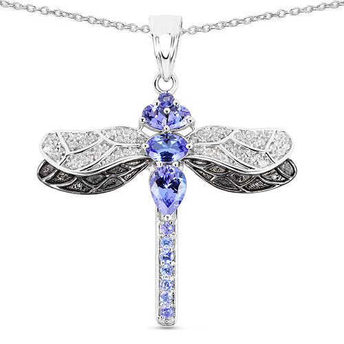 1.93 Carat Genuine Tanzanite and White Topaz .925 Sterling Silver Pendant by Bids.com