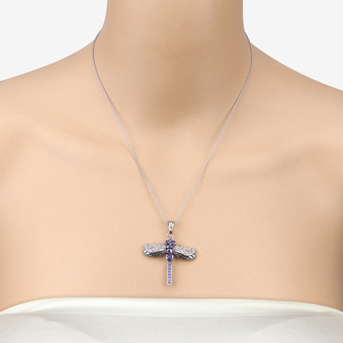 1.99 Carat Genuine Tanzanite and White Zircon .925 Sterling Silver Pendant  DestGlow