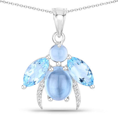 9.06 Carat Genuine Blue Topaz and White Topaz .925 Sterling Silver Pendant by Bids.com