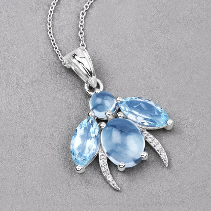 9.06 Carat Genuine Blue Topaz and White Topaz .925 Sterling Silver Pendant by Bids.com