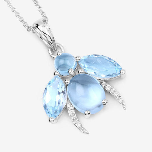 9.06 Carat Genuine Blue Topaz and White Topaz .925 Sterling Silver Pendant by Bids.com