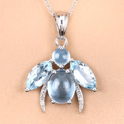 9.06 Carat Genuine Blue Topaz and White Topaz .925 Sterling Silver Pendant by Bids.com