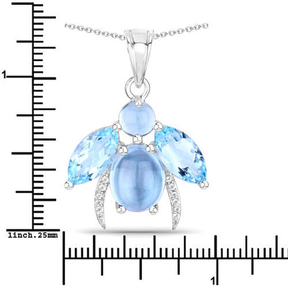 9.06 Carat Genuine Blue Topaz and White Topaz .925 Sterling Silver Pendant by Bids.com