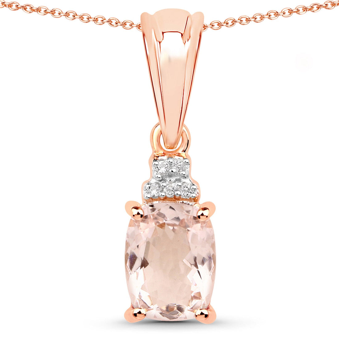 1.12 Carat Genuine Morganite and White Topaz .925 Sterling Silver Pendant by Avera Group