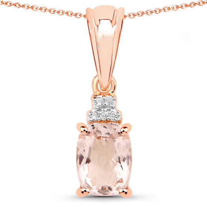 1.12 Carat Genuine Morganite and White Topaz .925 Sterling Silver Pendant by Bids.com